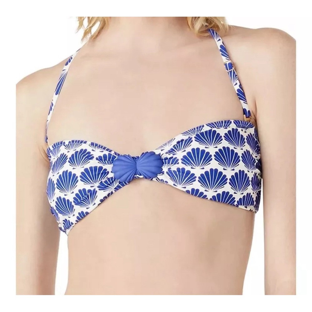 Kate Spade New York Shell Print Bandeau Bikini Swim Top Size Large MSRP $110 NWT - Picture 1 of 12